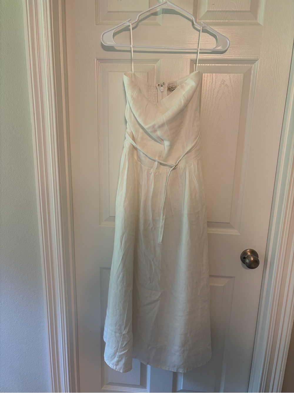Abercrombie & Fitch Linen Drop-Waist Belted Midi Dress